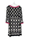 Eliza J White, Black & Pink Polyester Geometric Boat Neck Long Sleeve Midi Dress White, Black & Pink