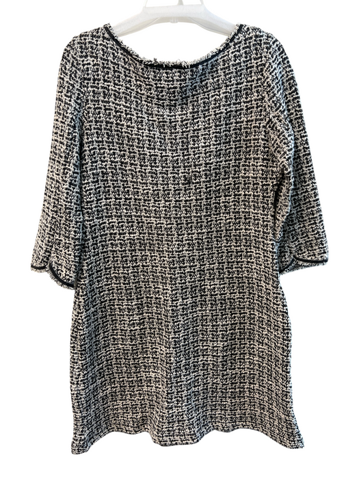 Max Studio Size M Black & White Cotton Blend Tweed Wide Round Neckline Dress Black & White / M