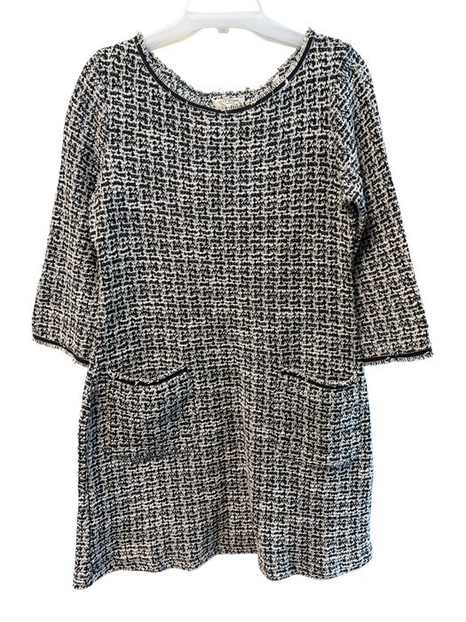 Max Studio Size M Black & White Cotton Blend Tweed Wide Round Neckline Dress Black & White / M