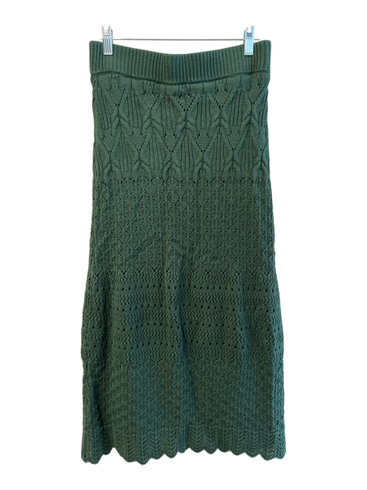 House of Harlow 1960 Size S Green Cotton & Acrylic Knit Elastic Waist Maxi Skirt Green / S