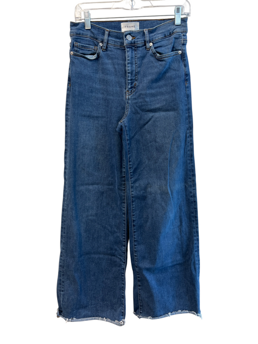 Frame Size 28 Medium Wash Cotton Zip Fly High Rise 5 Pocket Flare Jeans Medium Wash / 28