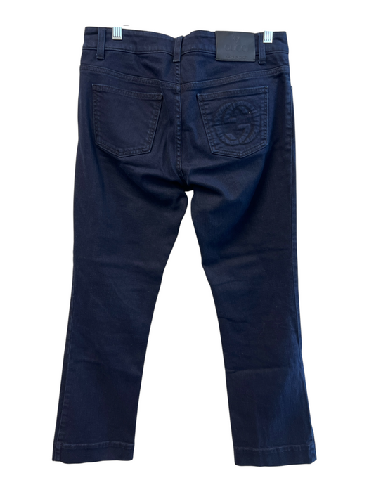 Gucci Size 44 Dark Wash Cotton Mid Rise Logo 5 Pocket Straight Leg Jeans Dark Wash / 44
