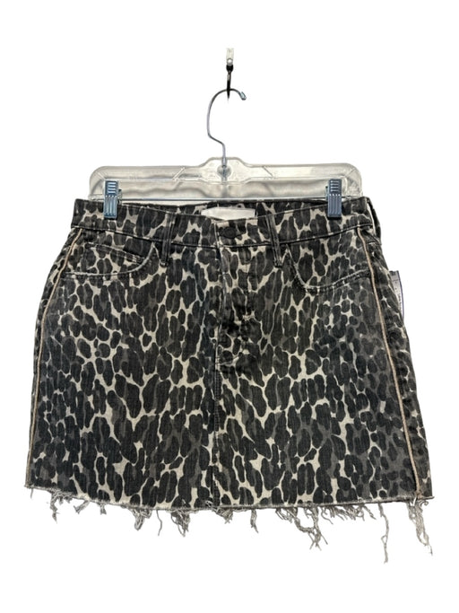 Mother Superior Size 27 Gray & White Cotton Animal Print Cut Off Mini Skirt Gray & White / 27