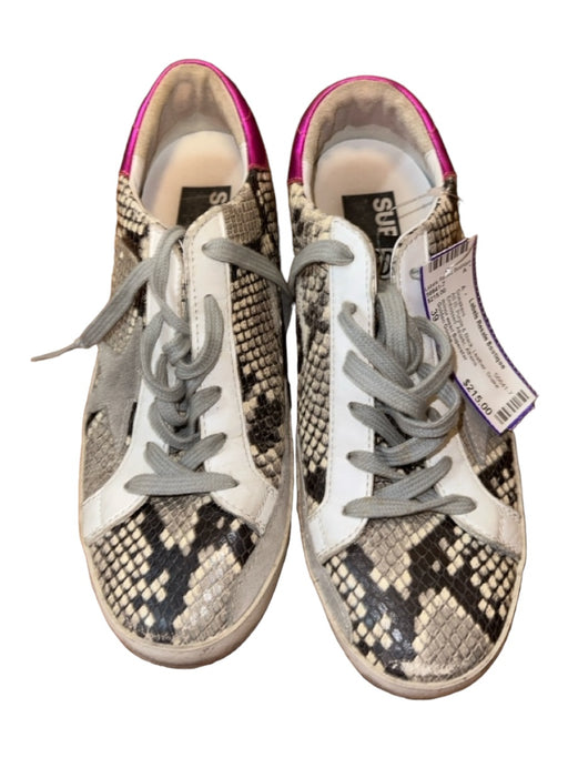 Golden Goose Shoe Size 39 Purple & Black Leather Snake Embossed Sneakers Purple & Black / 39