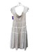 Lulu's Size M White & Beige Cotton & Nylon Off Shoulder Split V neck Midi Dress White & Beige / M