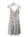 Lulu's Size M White & Beige Cotton & Nylon Off Shoulder Split V neck Midi Dress White & Beige / M