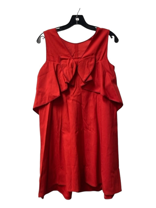 Red Valentino Size 40 Red Viscose Back Bow Sleeveless Ruffle Accent Mini Dress Red / 40