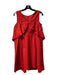 Red Valentino Size 40 Red Viscose Back Bow Sleeveless Ruffle Accent Mini Dress Red / 40