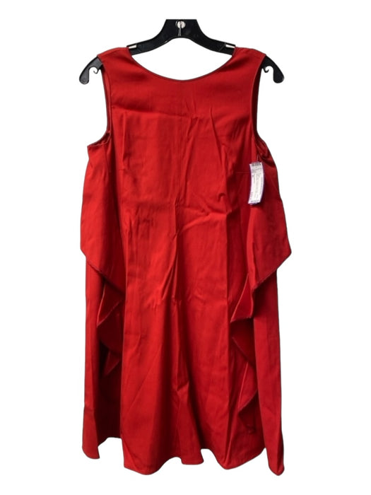 Red Valentino Size 40 Red Viscose Back Bow Sleeveless Ruffle Accent Mini Dress Red / 40