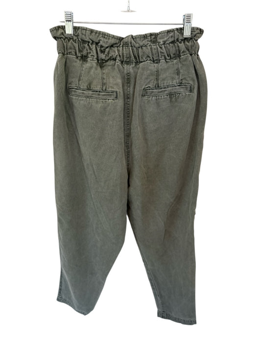 Free People Size S Hunter Green Cotton Denim Button Detail Front Tie Pants Hunter Green / S