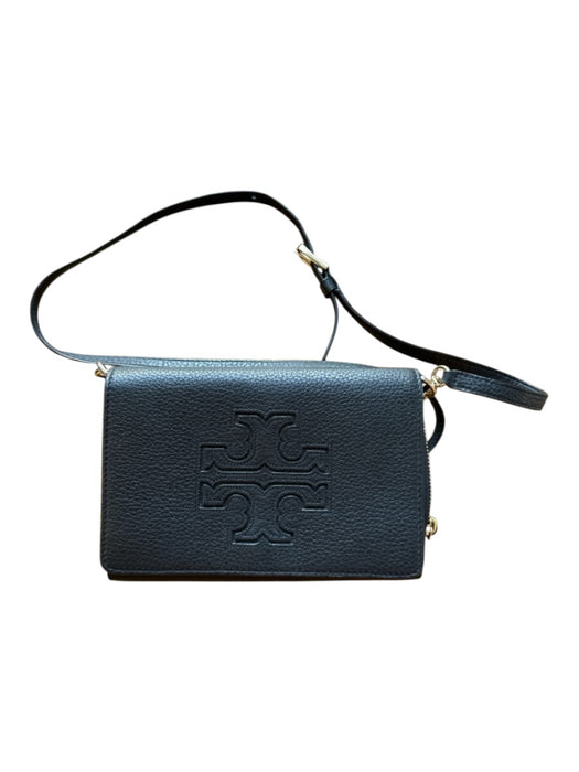 Tory Burch Black & Gold Leather Front Flap Crossbody Bag Black & Gold / S