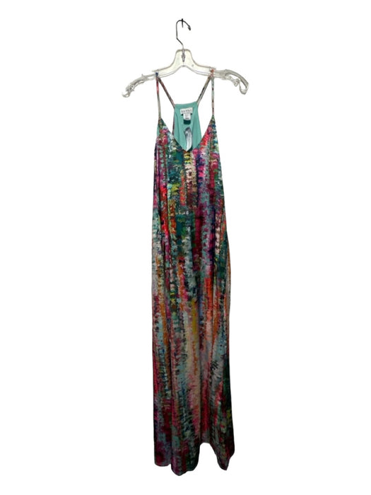 Nicole Miller Size S Purple & Aqua Polyester Blend Spaghetti Strap Maxi Dress Purple & Aqua / S