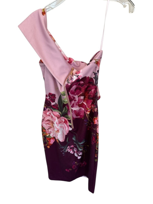 Ted Baker Size 2 Pink Polyester Blend Off Shoulder Floral slit Dress Pink / 2
