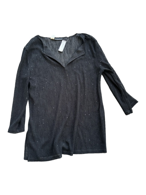 La Blanca Size XL Black Polyester Blend Mesh Long Sleeve Sheer Coverup Black / XL