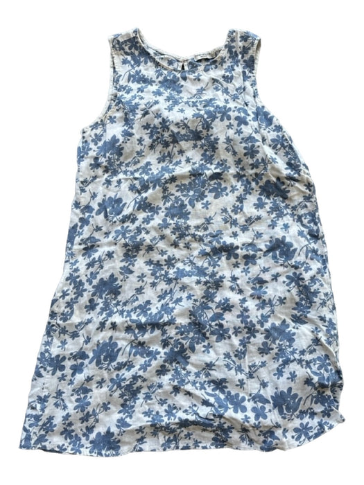 Terzo Millennio Size L Blue & White Linen Sleeveless Floral Dress Blue & White / L