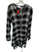 Bella Dahl Size M Black & Green Rayon Long Sleeve Plaid Belted Raw Hem Dress Black & Green / M