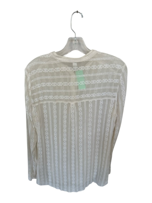 Eileen Fisher Size S Cream Polyester Eyelet Sheer Long Sleeve Button up Top Cream / S
