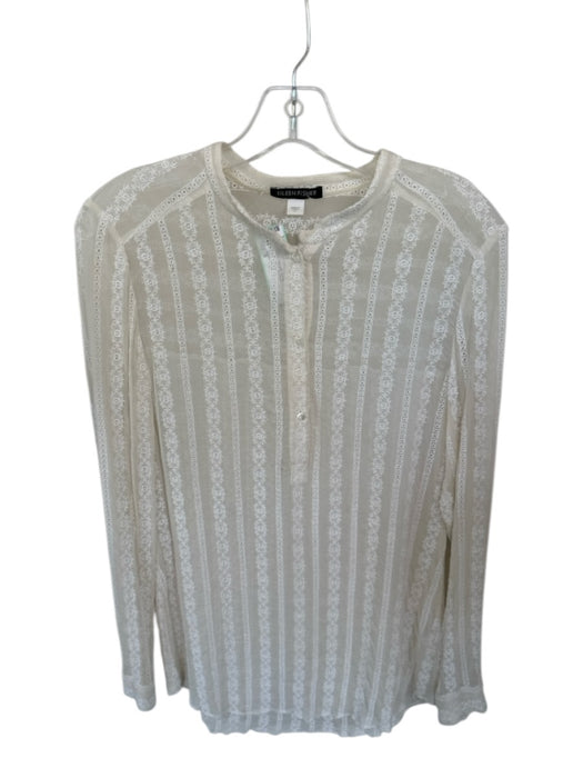 Eileen Fisher Size S Cream Polyester Eyelet Sheer Long Sleeve Button up Top Cream / S