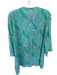 Amaya Size 42 Teal Silk Long Sleeve Embroidery Paisley Design Detail V Neck Top Teal / 42