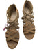 Eileen Fisher Shoe Size 9.5 Taupe Leather Block Heel Back Zip Sandals Taupe / 9.5