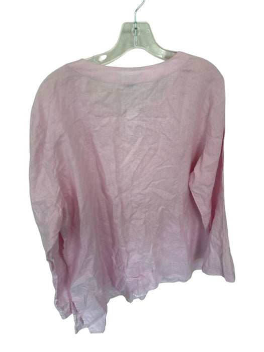 Lauren Ralph Lauren Size 1X Baby Pink Linen Long Sleeve V Neck Top Baby Pink / 1X