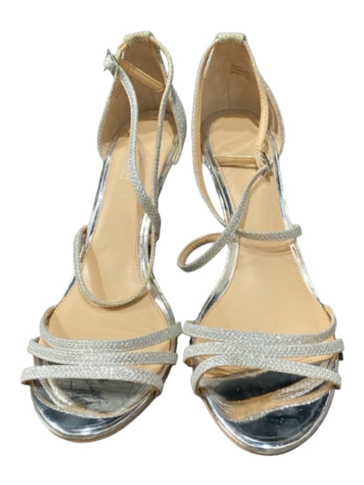 Badgley Mischka Shoe Size 11 Silver Shimmer Wedge Strappy Heeled Shoes Silver / 11