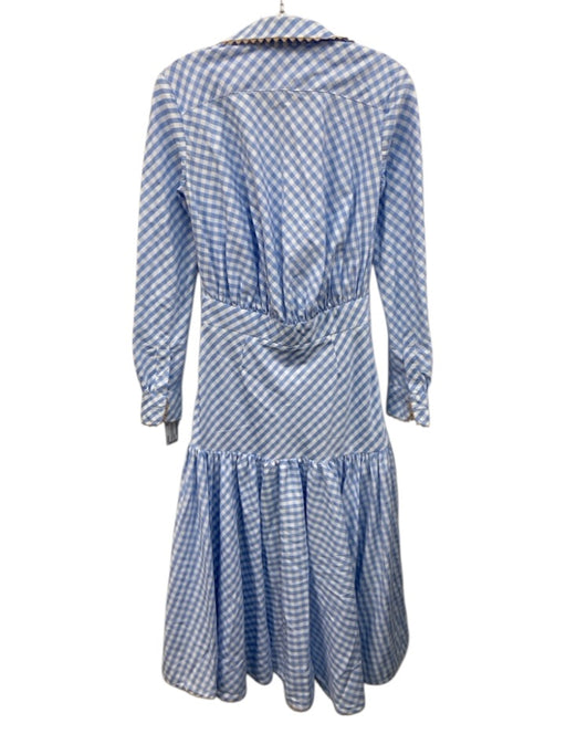 Tish Cox Size XXS Blue & White No Fabric Tag Gingham Long Sleeve Dress Blue & White / XXS
