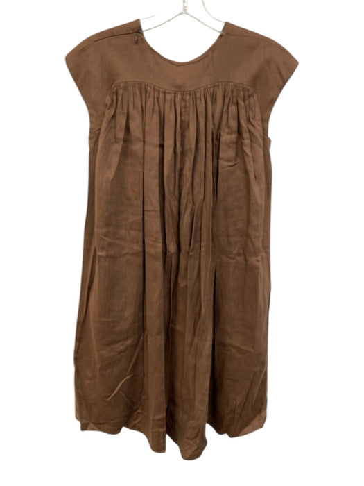 Tish Cox Size XS Brown No Fabric Tag Cap Sleeve Pocketed Front Dress Brown / XS