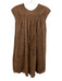 Tish Cox Size XS Brown No Fabric Tag Cap Sleeve Pocketed Front Dress Brown / XS