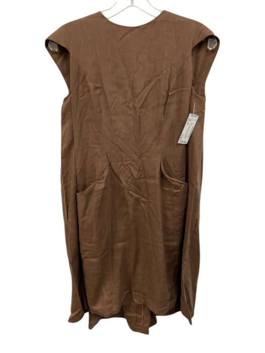 Tish Cox Size XS Brown No Fabric Tag Cap Sleeve Pocketed Front Dress Brown / XS