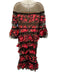 Marchesa Notte Size 4 Black, Pink & Green Missing Fabric Tag Mesh Overlay Dress Black, Pink & Green / 4