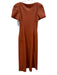 A.L.C. Size 2 Clay Brown PU Leather Short Sleeve Paneled Scoop Neck Dress Clay Brown / 2
