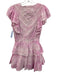 Loveshackfancy Size S Light Pink Cotton Ruffle Cap Sleeve V Neck Lace Trim Dress Light Pink / S