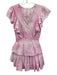Loveshackfancy Size S Light Pink Cotton Ruffle Cap Sleeve V Neck Lace Trim Dress Light Pink / S