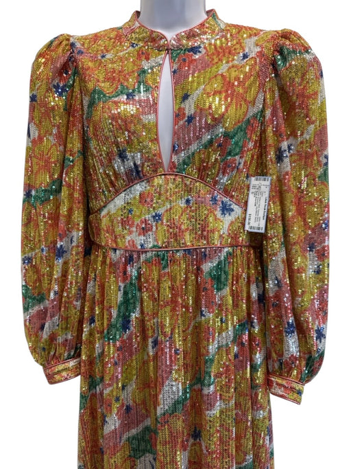 Celia B Size S Yellow & Multi Polyester Blend Floral Sequined Dress Yellow & Multi / S