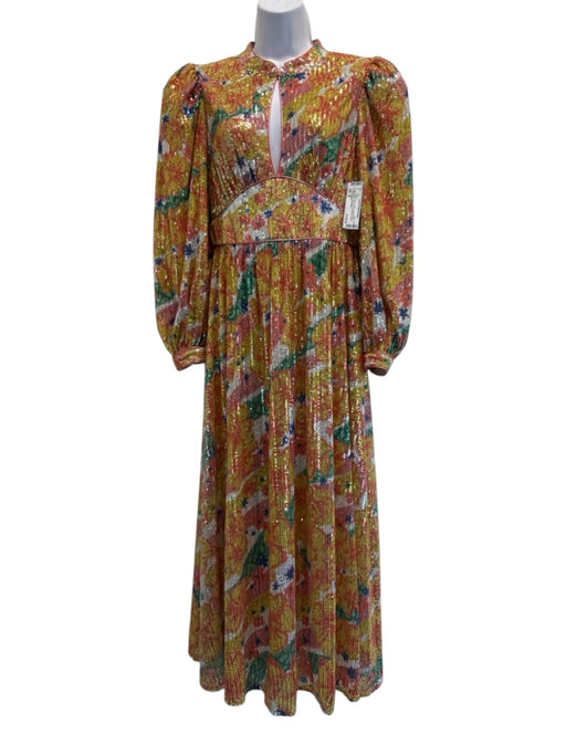 Celia B Size S Yellow & Multi Polyester Blend Floral Sequined Dress Yellow & Multi / S