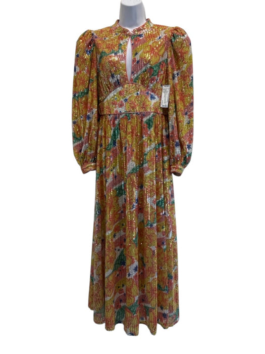 Celia B Size S Yellow & Multi Polyester Blend Floral Sequined Dress Yellow & Multi / S