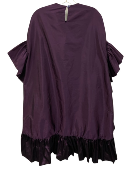 Tish Cox Size XXS Eggplant Purple No Fabric Tag Satin Ruffle Cape Dress Eggplant Purple / XXS