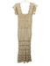 Carolina K Size S Cream White Cotton Crochet Cap Sleeve Square Neck Dress Cream White / S