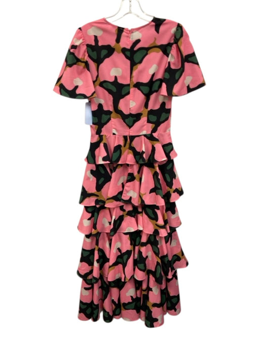 Rhode Size 2 Black, Pink & Multi Polyester Abstract Print Tiered Ruffle Dress Black, Pink & Multi / 2