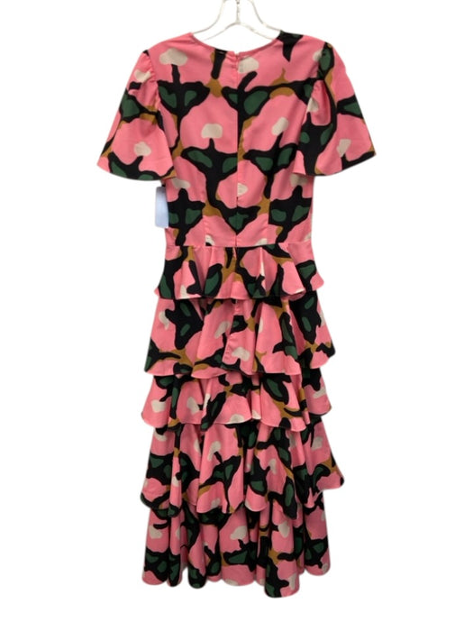 Rhode Size 2 Black, Pink & Multi Polyester Abstract Print Tiered Ruffle Dress Black, Pink & Multi / 2