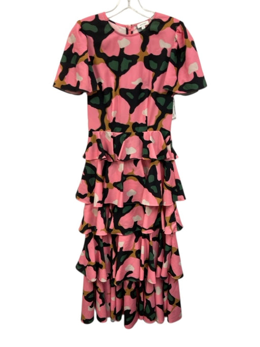Rhode Size 2 Black, Pink & Multi Polyester Abstract Print Tiered Ruffle Dress Black, Pink & Multi / 2
