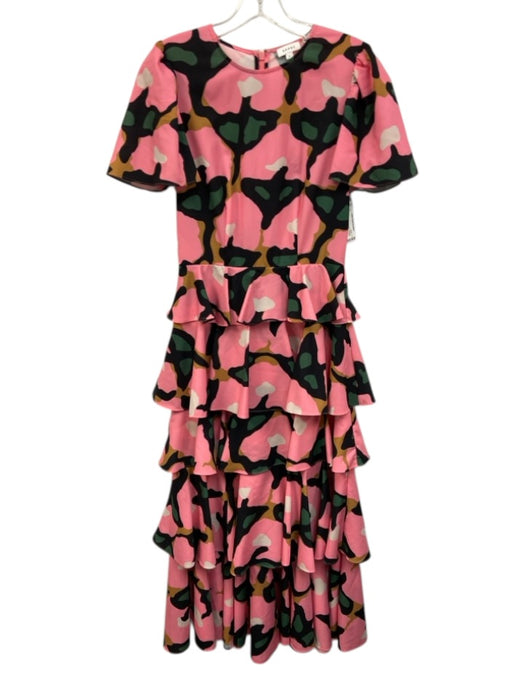 Rhode Size 2 Black, Pink & Multi Polyester Abstract Print Tiered Ruffle Dress Black, Pink & Multi / 2