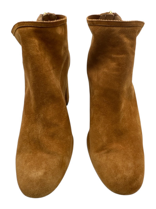 Aquazzura Shoe Size 39 Cognac Brown Leather Upper Suede Back Zip Ankle Booties Cognac Brown / 39