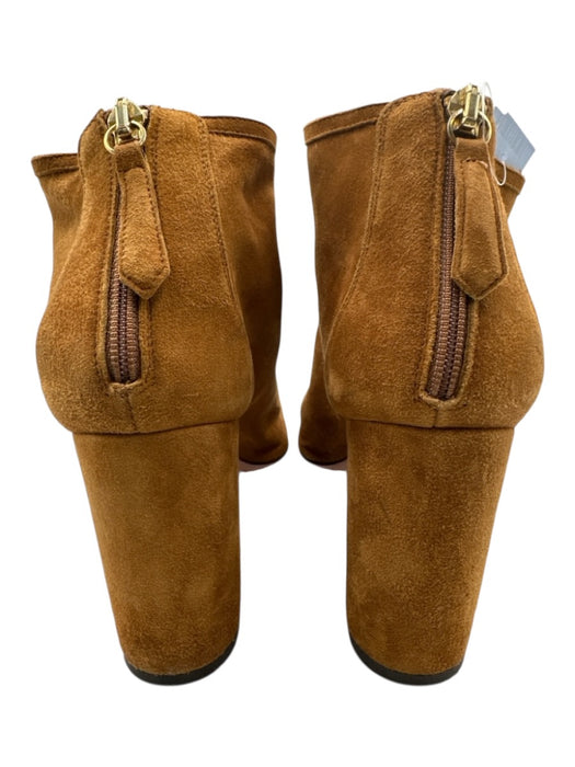 Aquazzura Shoe Size 39 Cognac Brown Leather Upper Suede Back Zip Ankle Booties Cognac Brown / 39