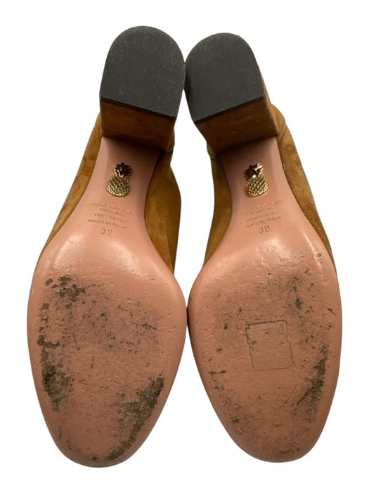 Aquazzura Shoe Size 39 Cognac Brown Leather Upper Suede Back Zip Ankle Booties Cognac Brown / 39