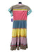 Celia B Size S Brown Pink Yellow Blue Cotton Blend Button Front Colorblock Dress Brown Pink Yellow Blue / S