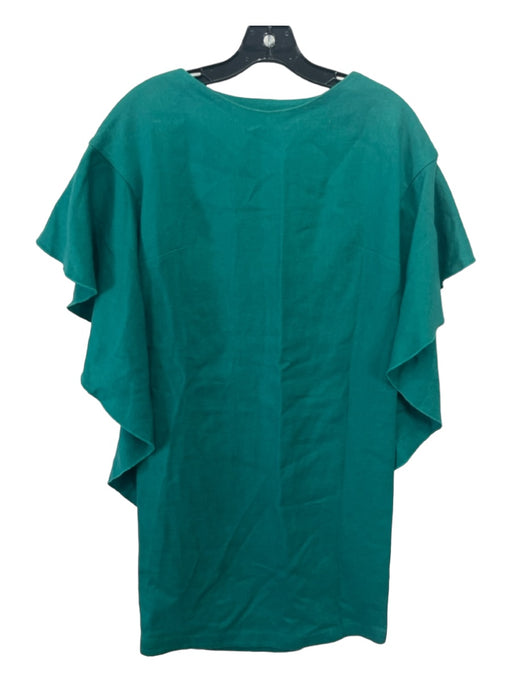 Tish Cox Size XS Green Linen Round Neck Cap Sleeve Shift Knee length Dress Green / XS