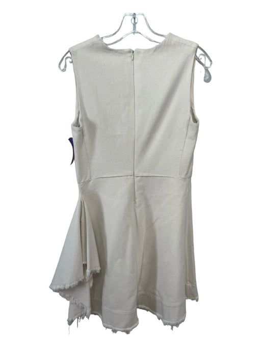 Tish Cox Size S Cream White Cotton Denim Round Neck Sleeveless Fit & Flare Skirt Cream White / S