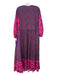 Rhode Size XS/S Navy Pink Purple Cotton Blend Abstract Wrap Long Sleeve Dress Navy Pink Purple / XS/S